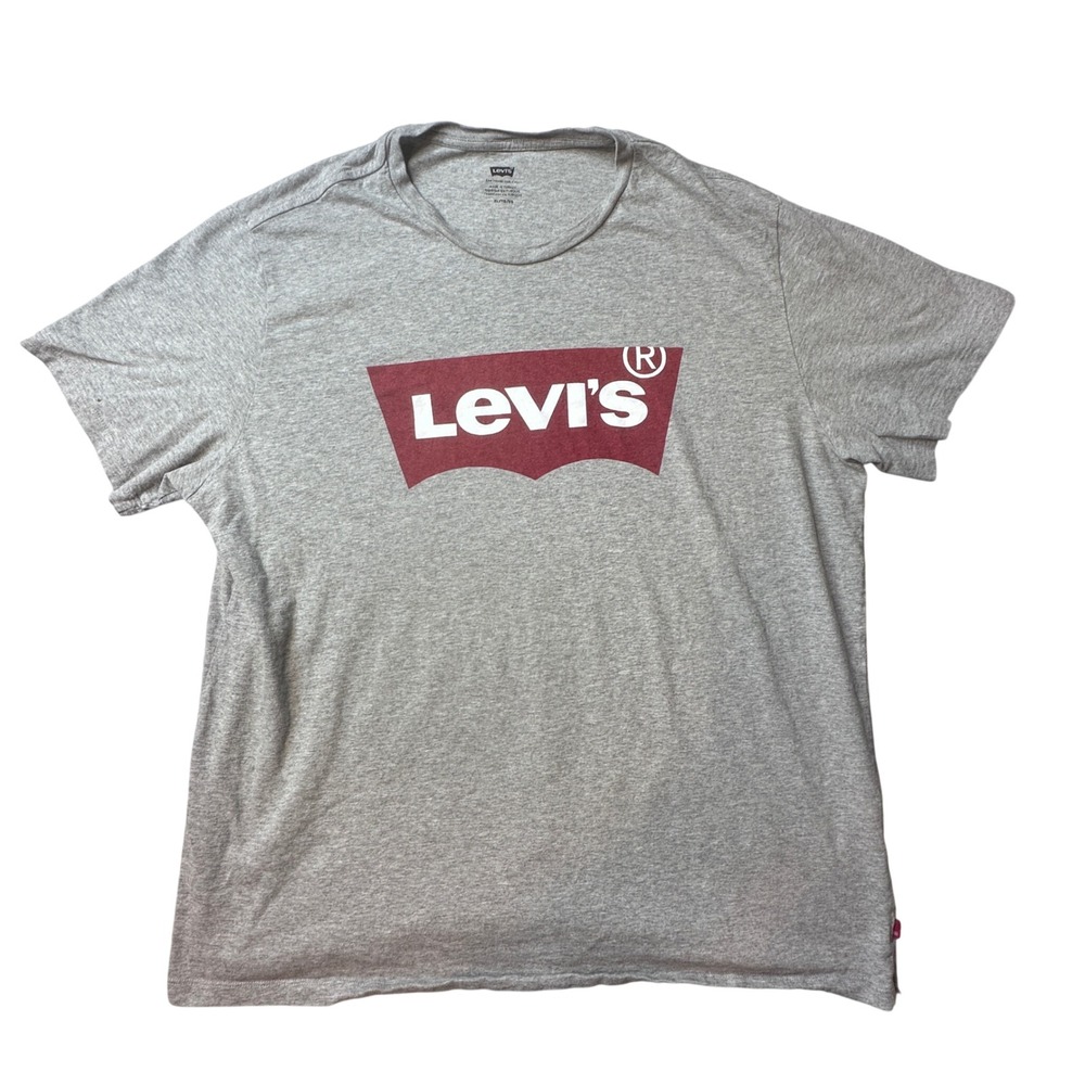 Levi's T-Shirt Mens XL Gray Batwing Logo Graphic Short Sleeve Cotton Tee